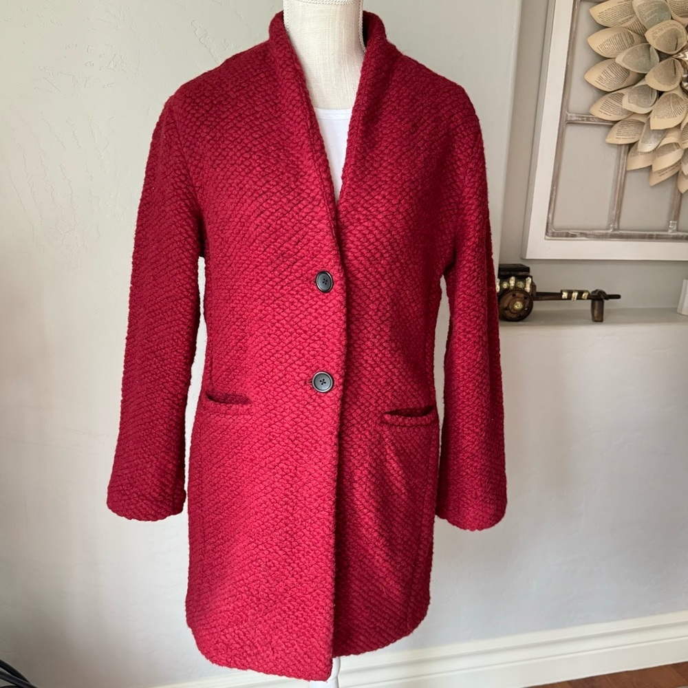 Banana Republic Womens Red Wool Blend Winter Coat‎ Size S NWT